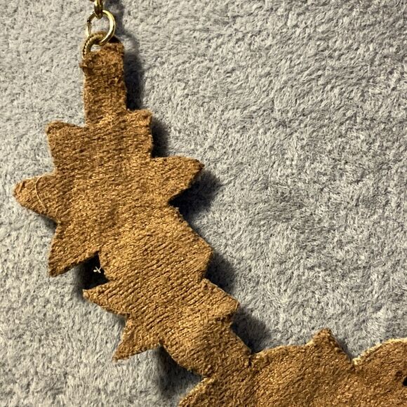 Vintage Suede Backed Prong Set Glass Stone Pink White Floral Necklace - Picture 11 of 13